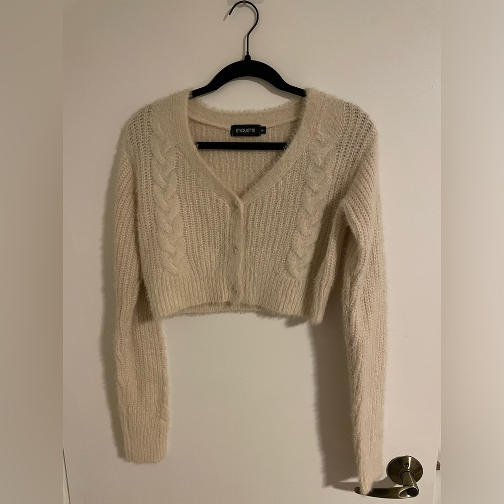 Cream crop cardigan